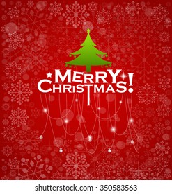 Christmas Greeting Card. Merry Christmas lettering, vector illustration