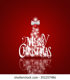 Christmas Greeting Card. Merry Christmas lettering with Christmas tree, vector illustration.