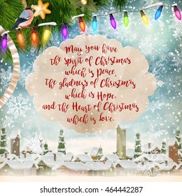 Christmas Greeting Card. Merry Christmas lettering. EPS 10 vector file included