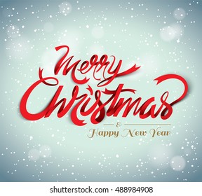 Christmas Greeting Card. Merry Christmas lettering, vector illustration