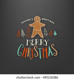 Christmas Greeting Card. Merry Christmas lettering