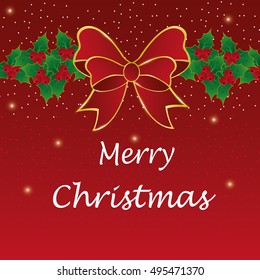 Christmas Greeting Card. Merry Christmas lettering, vector illustration