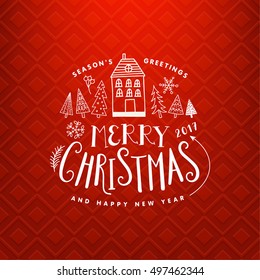 Christmas Greeting Card. Merry Christmas lettering