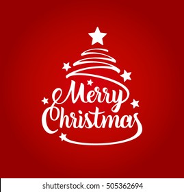 Christmas greeting card. Merry Christmas lettering, vector illustration