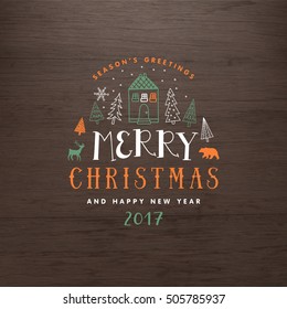 Christmas Greeting Card. Merry Christmas lettering