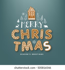 Christmas Greeting Card. Merry Christmas lettering 