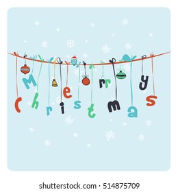 Christmas Greeting Card. Merry Christmas lettering