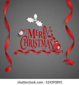 Christmas Greeting Card. Merry Christmas lettering, vector illustration.