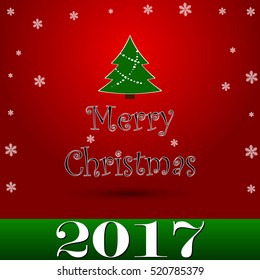 Christmas Greeting Card. Merry Christmas lettering, vector illustration