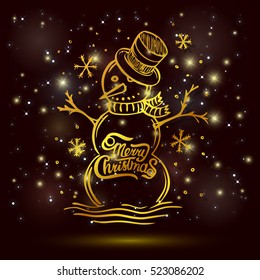 Christmas Greeting Card. Merry Christmas lettering. Vector illustration