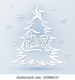 Christmas Greeting Card. Merry Christmas lettering. Vector illustration