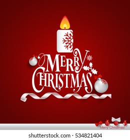 Christmas Greeting Card. Merry Christmas lettering, vector illustration.