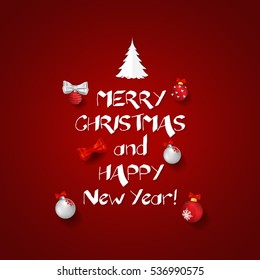 Christmas Greeting Card. Merry Christmas lettering, vector illustration.