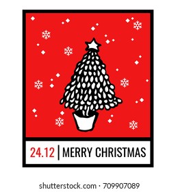 Christmas Greeting Card. Merry Christmas lettering, vector illustration