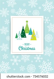 Christmas Greeting Card. Merry Christmas lettering and Christmas tree, vector illustration