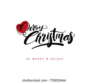 Christmas Greeting Card. Merry Christmas lettering, vector illustration