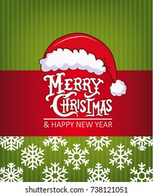 Christmas Greeting Card. Merry Christmas lettering, vector illustration