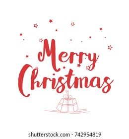 Christmas Greeting Card. Merry Christmas lettering, vector illustration.