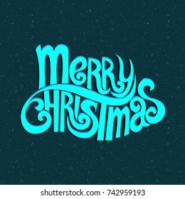 Christmas Greeting Card. Merry Christmas lettering with Christmas tree, vector illustration.