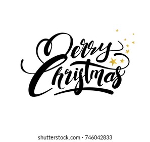Christmas Greeting Card. Merry Christmas lettering, vector illustration