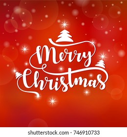 Christmas greeting card. Merry Christmas lettering, vector illustration