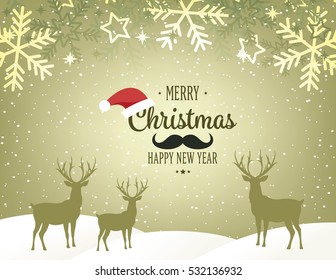 Christmas Greeting Card with Merry Christmas and new year ,vector illustration.