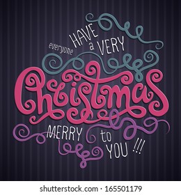 Christmas Greeting Card. Merry Christmas vector lettering