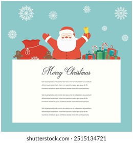 Christmas greeting card with Merry Christmas wishes. Vector illustration