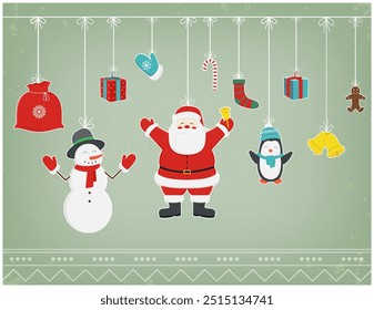 Christmas greeting card with Merry Christmas wishes. Vector illustration