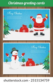 Christmas greeting card with Merry Christmas wishes. Vector illustration