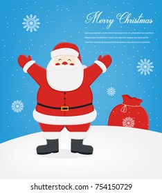Christmas greeting card with Merry Christmas wishes. Vector 