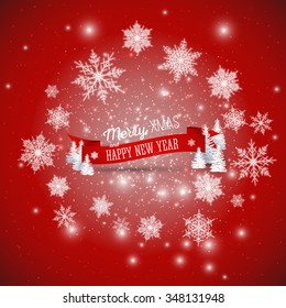 Christmas greeting card. Merry Xmas and happy New Year vector background.