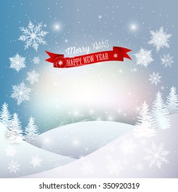 Christmas greeting card. Merry Xmas and happy New Year vector background.