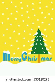 Christmas greeting card. Merry Xmas vector isolate with yellow background.