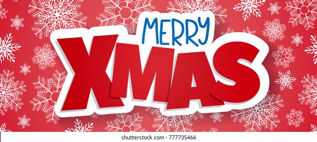 Christmas greeting card, Merry Xmas horizontal banner. Vector