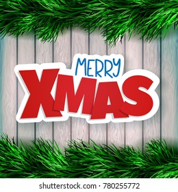 Christmas greeting card, Merry Xmas decorations. Vector