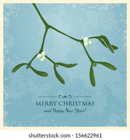 Christmas greeting card with mistletoe. Vector illustration, eps 10.