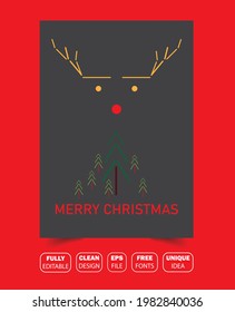 Christmas greeting card modern design. X'mas invitation card fresh unique idea design illustrator eps template. Christmas vector background. Christmas tree and Santa design. Christmas theme design. 