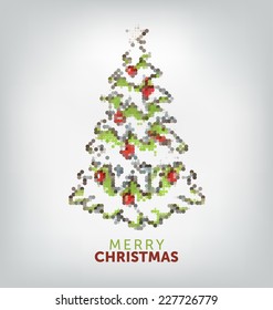 Christmas Greeting Card With Mosaic Christmas Tree