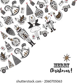 Christmas greeting card the Nutcracker. Magic vector illustration. 