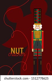 Christmas greeting card with nutcracker and mouse shadow