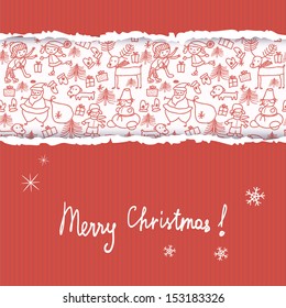 Christmas greeting card on red background 