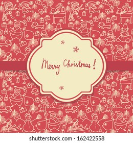 Christmas greeting card on red background 