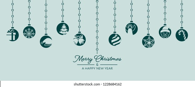christmas greeting card with ornament elements