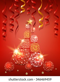 Christmas greeting card with ornamental elements and serpentine.