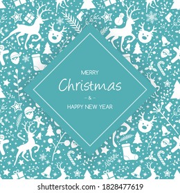 Christmas greeting card with ornaments. Vector