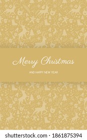 Christmas greeting card with ornaments. Vector