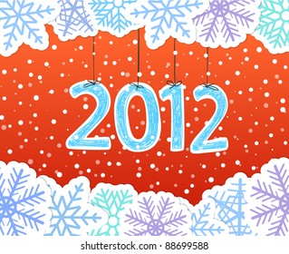 Christmas greeting card with paper flakes