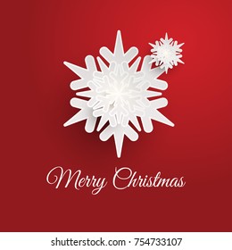 Christmas greeting card with Paper graphic snowflakes.