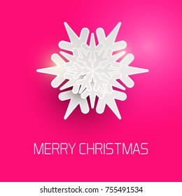 Christmas greeting card with Paper graphic snowflakes.